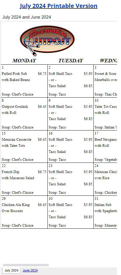 Reservation Outpost Lunch Specials Mobile Image Reservation Outpost Lunch Specials Mobile Image